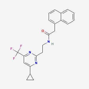 molecular formula C22H20F3N3O B2617286 N-(2-(4-环丙基-6-(三氟甲基)嘧啶-2-基)乙基)-2-(萘-1-基)乙酰胺 CAS No. 1396765-32-4