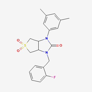 molecular formula C20H21FN2O3S B2617289 1-(3,5-二甲苯基)-3-(2-氟苄基)四氢-1H-噻吩[3,4-d]咪唑-2(3H)-酮 5,5-二氧化物 CAS No. 894924-75-5