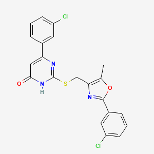 B2617304 6-(3-Chlorophenyl)-2-(((2-(3-chlorophenyl)-5-methyloxazol-4-yl)methyl)thio)pyrimidin-4-ol CAS No. 1223909-63-4