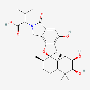 NCGC00380616-01_C28H39NO7_Spiro[2H-furo[2,3-e]isoindole-2,1'(2'H)-naphthalene]-7(3H)-acetic acid, 3',4',4'a,5',6,6',7',8,8',8'a-decahydro-4,6',7'-trihydroxy-2',5',5',8'a-tetramethyl-alpha-(1-methylethyl)-6-oxo-, (alphaS,2R,2'R,6'S,7'R,8'aS)-