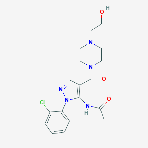 molecular formula C18H22ClN5O3 B261737 N-(1-(2-chlorophenyl)-4-{[4-(2-hydroxyethyl)-1-piperazinyl]carbonyl}-1H-pyrazol-5-yl)acetamide 