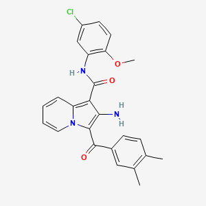 molecular formula C25H22ClN3O3 B2617400 2-amino-N-(5-chloro-2-methoxyphenyl)-3-(3,4-dimethylbenzoyl)indolizine-1-carboxamide CAS No. 898436-99-2