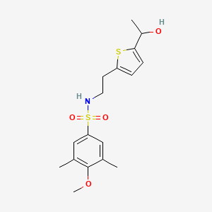 N-(2-(5-(1-hydroxyethyl)thiophen-2-yl)ethyl)-4-methoxy-3,5-dimethylbenzenesulfonamide