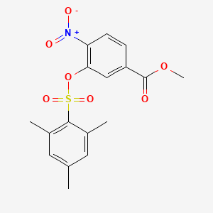 molecular formula C17H17NO7S B2617472 Methyl 3-[(mesitylsulfonyl)oxy]-4-nitrobenzenecarboxylate CAS No. 297150-08-4
