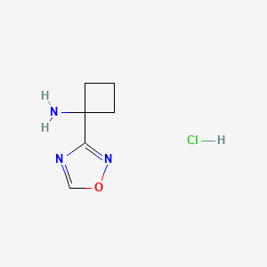 molecular formula C6H10ClN3O B2617474 1-(1,2,4-Oxadiazol-3-yl)cyclobutan-1-amine hydrochloride CAS No. 1628721-58-3