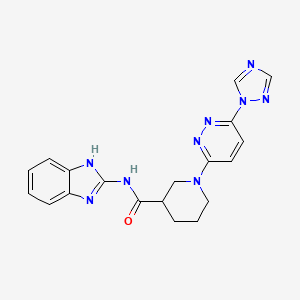 molecular formula C19H19N9O B2617478 1-(6-(1H-1,2,4-triazol-1-yl)pyridazin-3-yl)-N-(1H-benzo[d]imidazol-2-yl)piperidine-3-carboxamide CAS No. 1797349-37-1