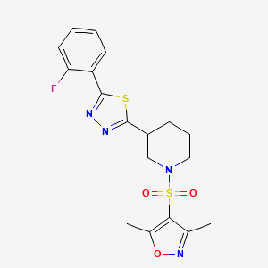 4-((3-(5-(2-Fluorophenyl)-1,3,4-thiadiazol-2-yl)piperidin-1-yl)sulfonyl)-3,5-dimethylisoxazole