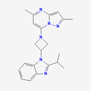 molecular formula C21H24N6 B2617484 2,5-Dimethyl-7-[3-(2-propan-2-ylbenzimidazol-1-yl)azetidin-1-yl]pyrazolo[1,5-a]pyrimidine CAS No. 2415633-19-9