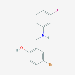 molecular formula C13H11BrFNO B2617486 4-溴-2-{[(3-氟苯基)氨基]甲基}苯酚 CAS No. 416861-94-4