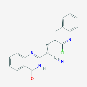 molecular formula C20H11ClN4O B2617487 3-(2-Chloroquinolin-3-yl)-2-(4-oxo-3,4-dihydroquinazolin-2-yl)prop-2-enenitrile CAS No. 380391-88-8