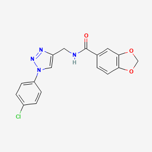 molecular formula C17H13ClN4O3 B2617493 N-{[1-(4-chlorophenyl)-1H-1,2,3-triazol-4-yl]methyl}-2H-1,3-benzodioxole-5-carboxamide CAS No. 2379995-34-1