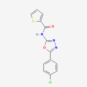 molecular formula C13H8ClN3O2S B2617523 N-[5-(4-chlorophenyl)-1,3,4-oxadiazol-2-yl]thiophene-2-carboxamide CAS No. 865287-07-6