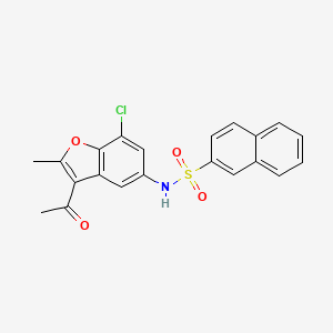 molecular formula C21H16ClNO4S B2617526 N-(3-acetyl-7-chloro-2-methyl-1-benzofuran-5-yl)naphthalene-2-sulfonamide CAS No. 377770-33-7