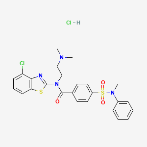 molecular formula C25H26Cl2N4O3S2 B2617527 N-(4-chlorobenzo[d]thiazol-2-yl)-N-(2-(dimethylamino)ethyl)-4-(N-methyl-N-phenylsulfamoyl)benzamide hydrochloride CAS No. 1321798-04-2
