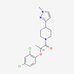 molecular formula C18H21Cl2N3O2 B2617535 2-(2,4-dichlorophenoxy)-1-(4-(1-methyl-1H-pyrazol-3-yl)piperidin-1-yl)propan-1-one CAS No. 2034609-73-7