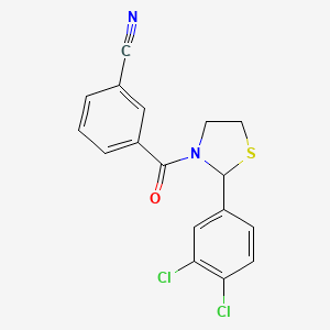 3-(2-(3,4-Dichlorophenyl)thiazolidine-3-carbonyl)benzonitrile