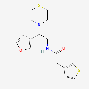 molecular formula C16H20N2O2S2 B2617539 N-(2-(furan-3-yl)-2-thiomorpholinoethyl)-2-(thiophen-3-yl)acetamide CAS No. 2034573-31-2