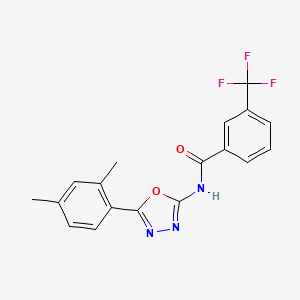 molecular formula C18H14F3N3O2 B2617542 N-[5-(2,4-dimethylphenyl)-1,3,4-oxadiazol-2-yl]-3-(trifluoromethyl)benzamide CAS No. 891145-93-0