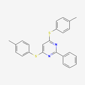 molecular formula C24H20N2S2 B2617545 4,6-Bis[(4-methylphenyl)sulfanyl]-2-phenylpyrimidine CAS No. 343373-71-7