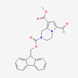 molecular formula C25H22N2O5 B2617546 2-O-(9H-Fluoren-9-ylmethyl) 8-O-methyl 6-formyl-3,4-dihydro-1H-pyrrolo[1,2-a]pyrazine-2,8-dicarboxylate CAS No. 2305253-79-4