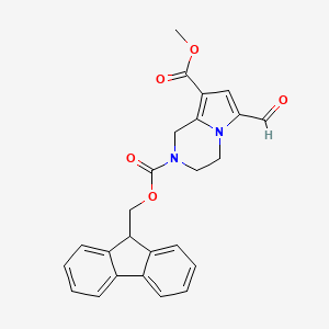 molecular formula C25H22N2O5 B2617546 2-(9H-fluoren-9-yl)methyl 8-methyl 6-formyl-1H,2H,3H,4H-pyrrolo[1,2-a]pyrazine-2,8-dicarboxylate CAS No. 2305253-79-4