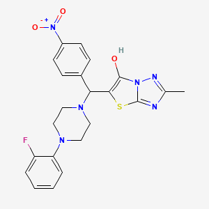 molecular formula C22H21FN6O3S B2617559 5-((4-(2-Fluorophenyl)piperazin-1-yl)(4-nitrophenyl)methyl)-2-methylthiazolo[3,2-b][1,2,4]triazol-6-ol CAS No. 851969-24-9