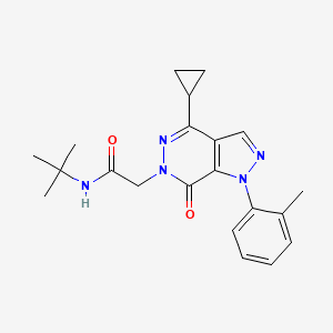 molecular formula C21H25N5O2 B2617566 N-(叔丁基)-2-(4-环丙基-7-氧代-1-(邻甲苯基)-1H-吡唑并[3,4-d]嘧啶嗪-6(7H)-基)乙酰胺 CAS No. 1105239-13-1