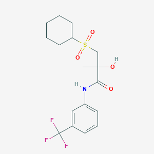 molecular formula C17H22F3NO4S B2617576 3-cyclohexylsulfonyl-2-hydroxy-2-methyl-N-[3-(trifluoromethyl)phenyl]propanamide CAS No. 339275-91-1
