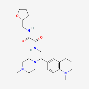 molecular formula C24H37N5O3 B2617581 N1-(2-(1-methyl-1,2,3,4-tetrahydroquinolin-6-yl)-2-(4-methylpiperazin-1-yl)ethyl)-N2-((tetrahydrofuran-2-yl)methyl)oxalamide CAS No. 922121-09-3