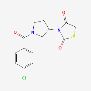 molecular formula C14H13ClN2O3S B2617583 3-(1-(4-Chlorobenzoyl)pyrrolidin-3-yl)thiazolidine-2,4-dione CAS No. 1798486-21-1