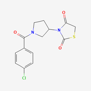 molecular formula C14H13ClN2O3S B2617583 3-[1-(4-chlorobenzoyl)pyrrolidin-3-yl]-1,3-thiazolidine-2,4-dione CAS No. 1798486-21-1