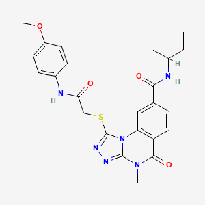 molecular formula C24H26N6O4S B2617604 N-(sec-butyl)-1-((2-((4-methoxyphenyl)amino)-2-oxoethyl)thio)-4-methyl-5-oxo-4,5-dihydro-[1,2,4]triazolo[4,3-a]quinazoline-8-carboxamide CAS No. 1105237-03-3