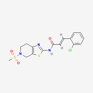 molecular formula C16H16ClN3O3S2 B2617612 (E)-3-(2-chlorophenyl)-N-(5-(methylsulfonyl)-4,5,6,7-tetrahydrothiazolo[5,4-c]pyridin-2-yl)acrylamide CAS No. 1396893-09-6
