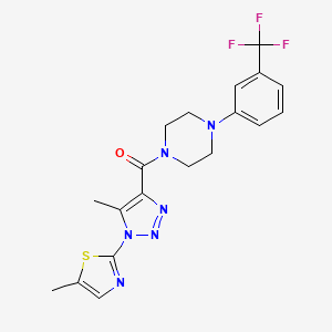 molecular formula C19H19F3N6OS B2617613 (5-methyl-1-(5-methylthiazol-2-yl)-1H-1,2,3-triazol-4-yl)(4-(3-(trifluoromethyl)phenyl)piperazin-1-yl)methanone CAS No. 1251560-81-2