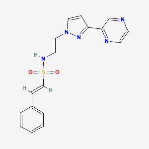 molecular formula C17H17N5O2S B2617619 (E)-2-phenyl-N-(2-(3-(pyrazin-2-yl)-1H-pyrazol-1-yl)ethyl)ethenesulfonamide CAS No. 2035021-81-7