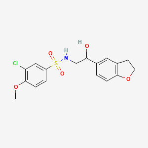 molecular formula C17H18ClNO5S B2617620 3-chloro-N-(2-(2,3-dihydrobenzofuran-5-yl)-2-hydroxyethyl)-4-methoxybenzenesulfonamide CAS No. 1421466-84-3