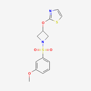 molecular formula C13H14N2O4S2 B2617625 2-((1-((3-Methoxyphenyl)sulfonyl)azetidin-3-yl)oxy)thiazole CAS No. 1796958-16-1