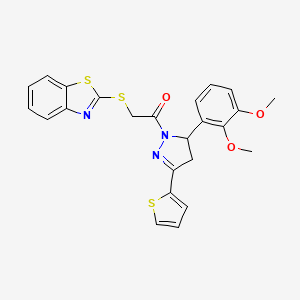 molecular formula C24H21N3O3S3 B2617633 2-(benzo[d]thiazol-2-ylthio)-1-(5-(2,3-dimethoxyphenyl)-3-(thiophen-2-yl)-4,5-dihydro-1H-pyrazol-1-yl)ethanone CAS No. 403843-56-1