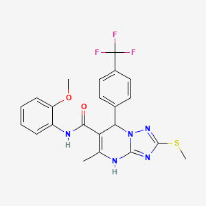 molecular formula C22H20F3N5O2S B2617634 N-(2-methoxyphenyl)-5-methyl-2-(methylthio)-7-(4-(trifluoromethyl)phenyl)-4,7-dihydro-[1,2,4]triazolo[1,5-a]pyrimidine-6-carboxamide CAS No. 909575-08-2