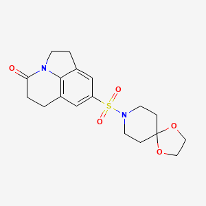 molecular formula C18H22N2O5S B2617635 8-(1,4-dioxa-8-azaspiro[4.5]decan-8-ylsulfonyl)-5,6-dihydro-1H-pyrrolo[3,2,1-ij]quinolin-4(2H)-one CAS No. 898436-04-9