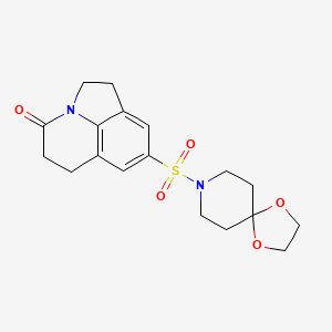 molecular formula C18H22N2O5S B2617635 6-{1,4-dioxa-8-azaspiro[4.5]decane-8-sulfonyl}-1-azatricyclo[6.3.1.0^{4,12}]dodeca-4(12),5,7-trien-11-one CAS No. 898436-04-9