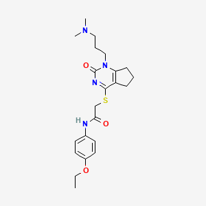 molecular formula C22H30N4O3S B2617639 2-({1-[3-(dimethylamino)propyl]-2-oxo-1H,2H,5H,6H,7H-cyclopenta[d]pyrimidin-4-yl}sulfanyl)-N-(4-ethoxyphenyl)acetamide CAS No. 1115506-62-1