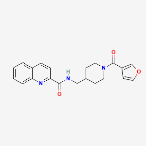 molecular formula C21H21N3O3 B2617647 N-((1-(furan-3-carbonyl)piperidin-4-yl)methyl)quinoline-2-carboxamide CAS No. 1797648-67-9