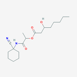 molecular formula C18H30N2O4 B2617654 1-[(1-Cyanocyclohexyl)carbamoyl]ethyl 3-hydroxyoctanoate CAS No. 1376245-33-8