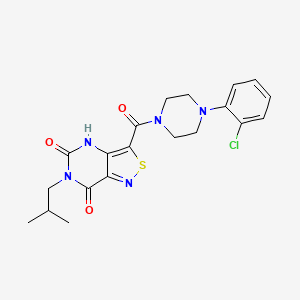 molecular formula C20H22ClN5O3S B2617661 3-[4-(2-chlorophenyl)piperazine-1-carbonyl]-6-(2-methylpropyl)-4H,5H,6H,7H-[1,2]thiazolo[4,3-d]pyrimidine-5,7-dione CAS No. 1251618-81-1