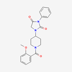 molecular formula C22H23N3O4 B2617664 1-(1-(2-Methoxybenzoyl)piperidin-4-yl)-3-phenylimidazolidine-2,4-dione CAS No. 2034283-67-3