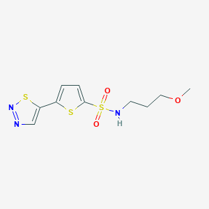 molecular formula C10H13N3O3S3 B2617669 N-(3-methoxypropyl)-5-(1,2,3-thiadiazol-5-yl)-2-thiophenesulfonamide CAS No. 477867-57-5