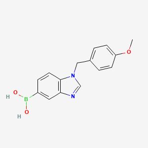 molecular formula C15H15BN2O3 B2617674 {1-[(4-Methoxyphenyl)methyl]-1,3-benzodiazol-5-yl}boronic acid CAS No. 2377609-78-2