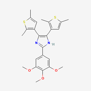 molecular formula C24H26N2O3S2 B2617680 4,5-bis(2,5-dimethylthiophen-3-yl)-2-(3,4,5-trimethoxyphenyl)-1H-imidazole CAS No. 372111-74-5