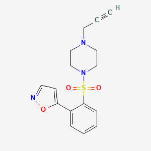 molecular formula C16H17N3O3S B2617687 5-[2-(4-Prop-2-ynylpiperazin-1-yl)sulfonylphenyl]-1,2-oxazole CAS No. 1935772-48-7